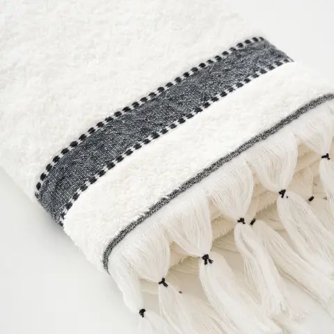 Eco-Galya Yüz Havlusu Organik Pamuk Kapok Bordürlü/Krem-Siyah