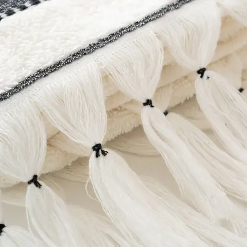 Eco-Galya Yüz Havlusu Organik Pamuk Kapok Bordürlü/Krem-Siyah