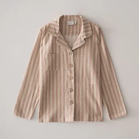 Eco-Ala Kadın Pijama Takımı Organik Pamuk Keten/Terra