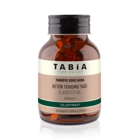 Tabia-Keten Tohumu Yağı Yumuşak Kapsül 500 mg /60 Kapsül
