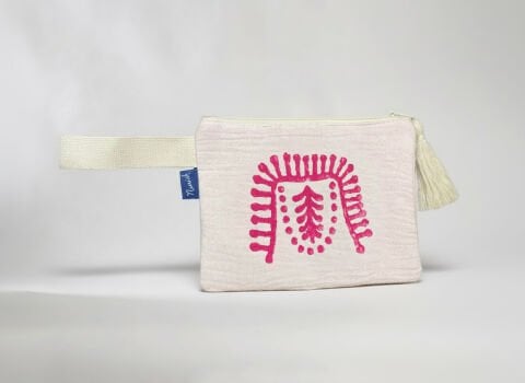 Tatoo Clutch-Özgürlük/Fuşya-Pudra