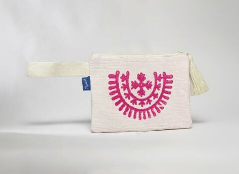 Tatoo Clutch-Bereket/Fuşya-Pudra