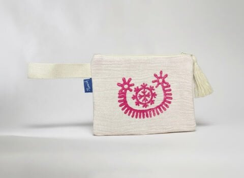 Tatoo Clutch-Bereket/Fuşya-Pudra